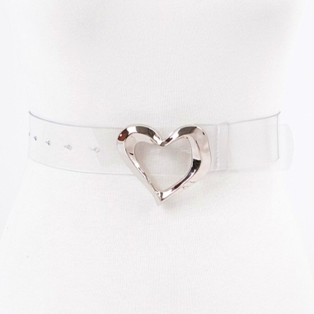 BNWT Brand New Plus Size Heart Buckle Cleared Transparent Fashion Belt